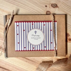 LIBRO DE FIRMAS COMUNIÓN CRUZ CORAZONES MARCOS