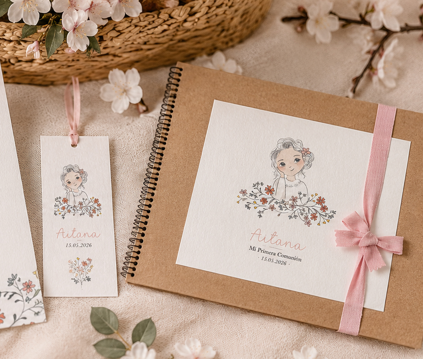 Papelería floral para la comunión de Aitana2 Papelería floral para la comunión de Aitana2